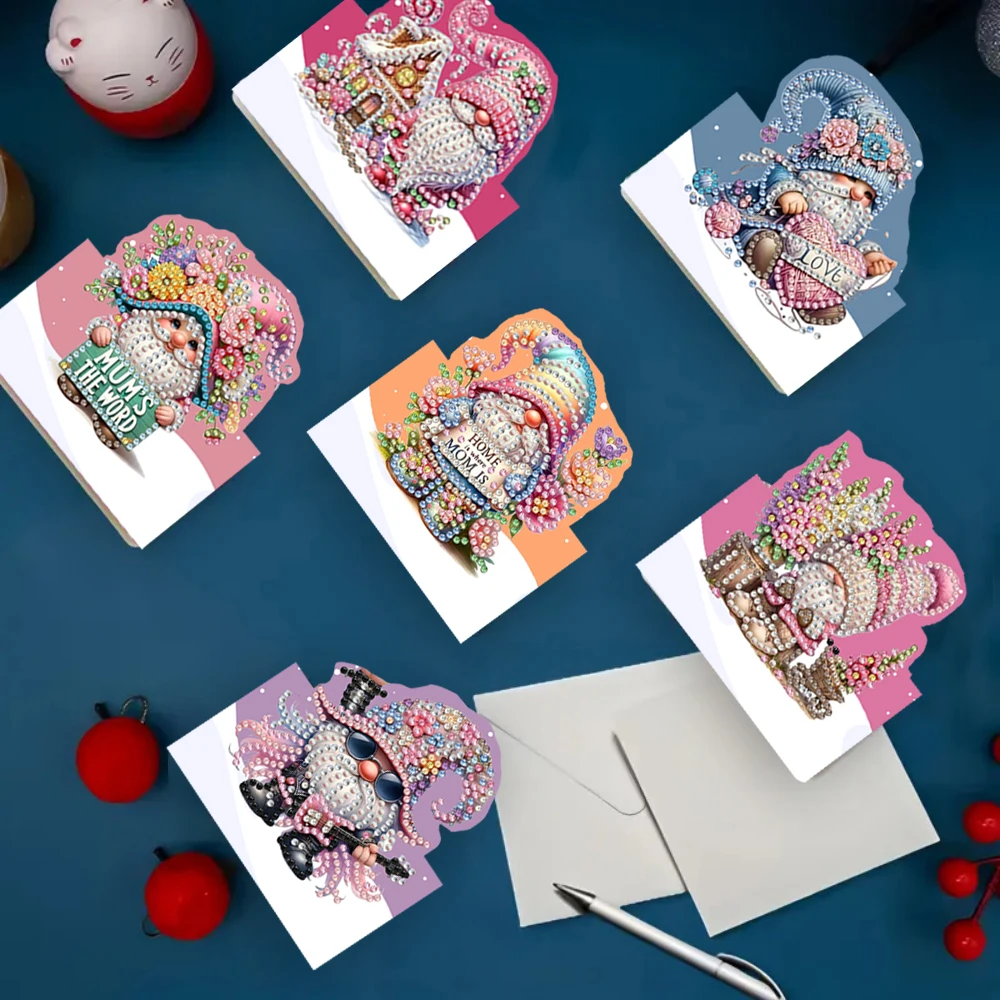 6-piece diamond painting birthday card set, beautiful pattern diamond art DIY handmade kit, foldable pop-up, exquisite party mes - Image 6