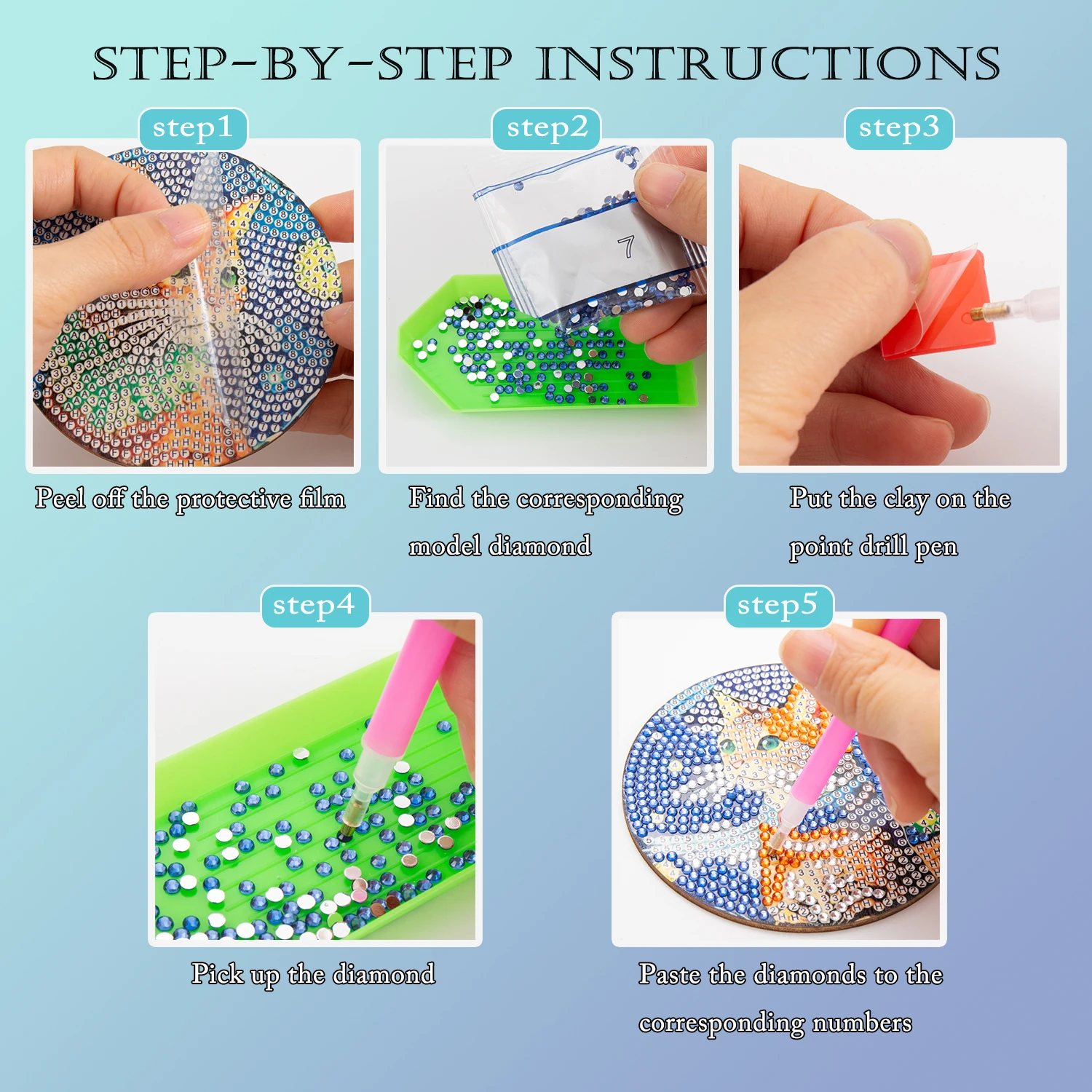 8 pieces of diamond art painting coasters with brackets, DIY bird patterned diamond art coasters, suitable for both adults and b - Image 3