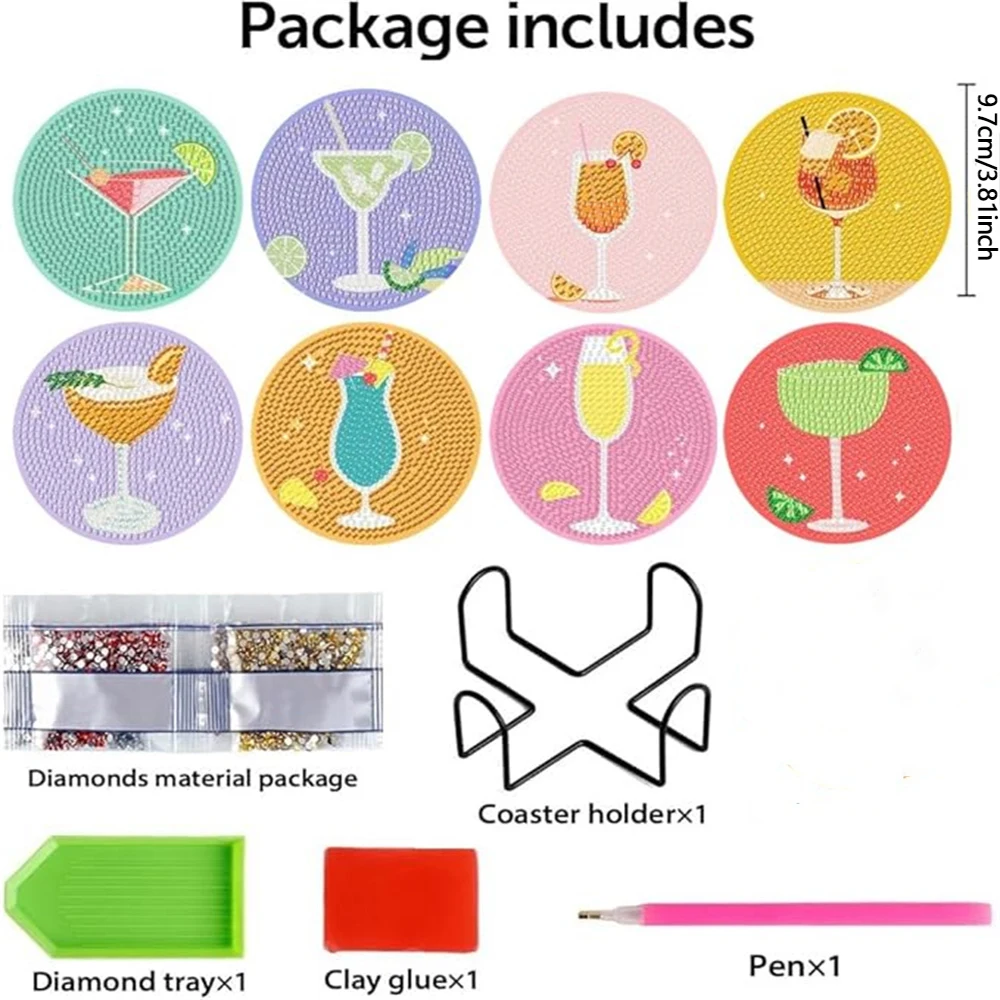 8 pieces of diamond art painting coasters with brackets, DIY ocean series diamond art coasters, suitable for adults and beginner - Image 2